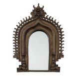 A massive and very heavy Indian mirror, made of bronze, Width: 33 cm, Height: 43 cm. Period: 20th