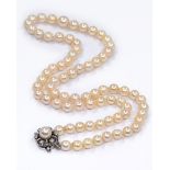 An antique pearl necklace from the 1920s, interwoven with sea pearls of different sizes, a bracket