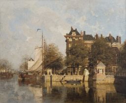 Karel Christiaan Johannes Klinkenberg - 'Boat view' -, (Dutch painter, 1852-1924), oil on canvas,