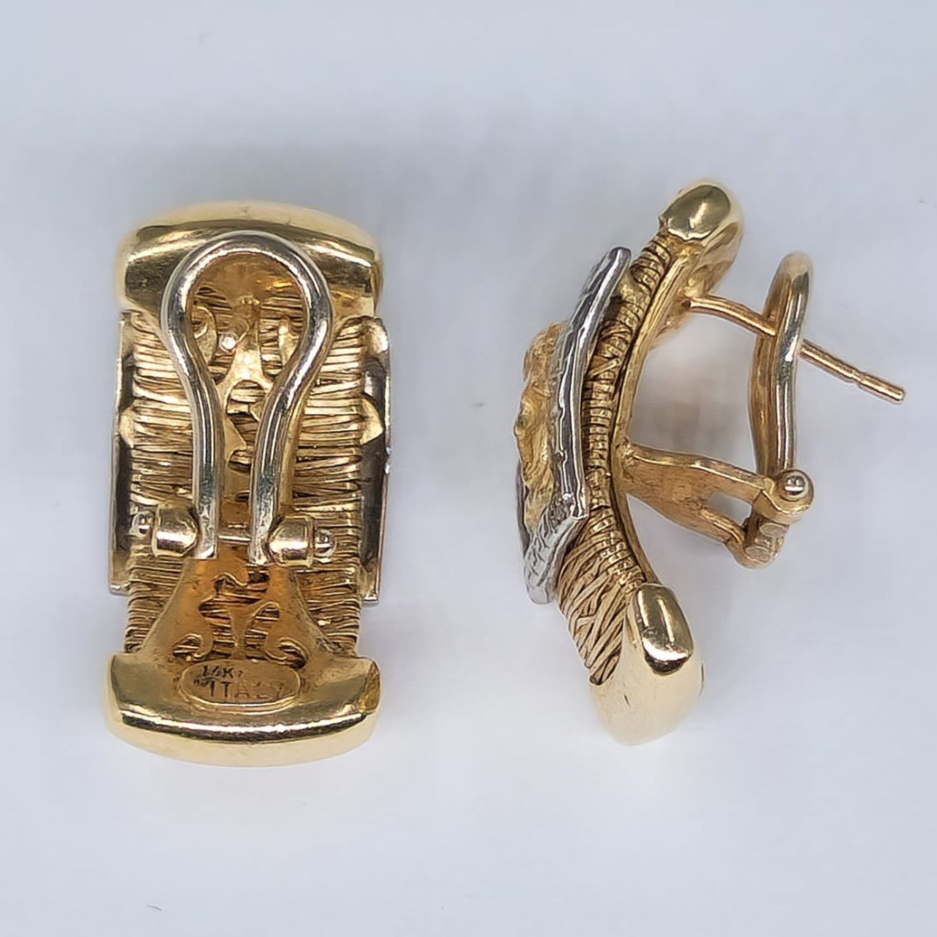 A pair of gold earrings made of 14 carat yellow gold, signed, Weight: 12.16 grams in total, Width: - Bild 4 aus 5