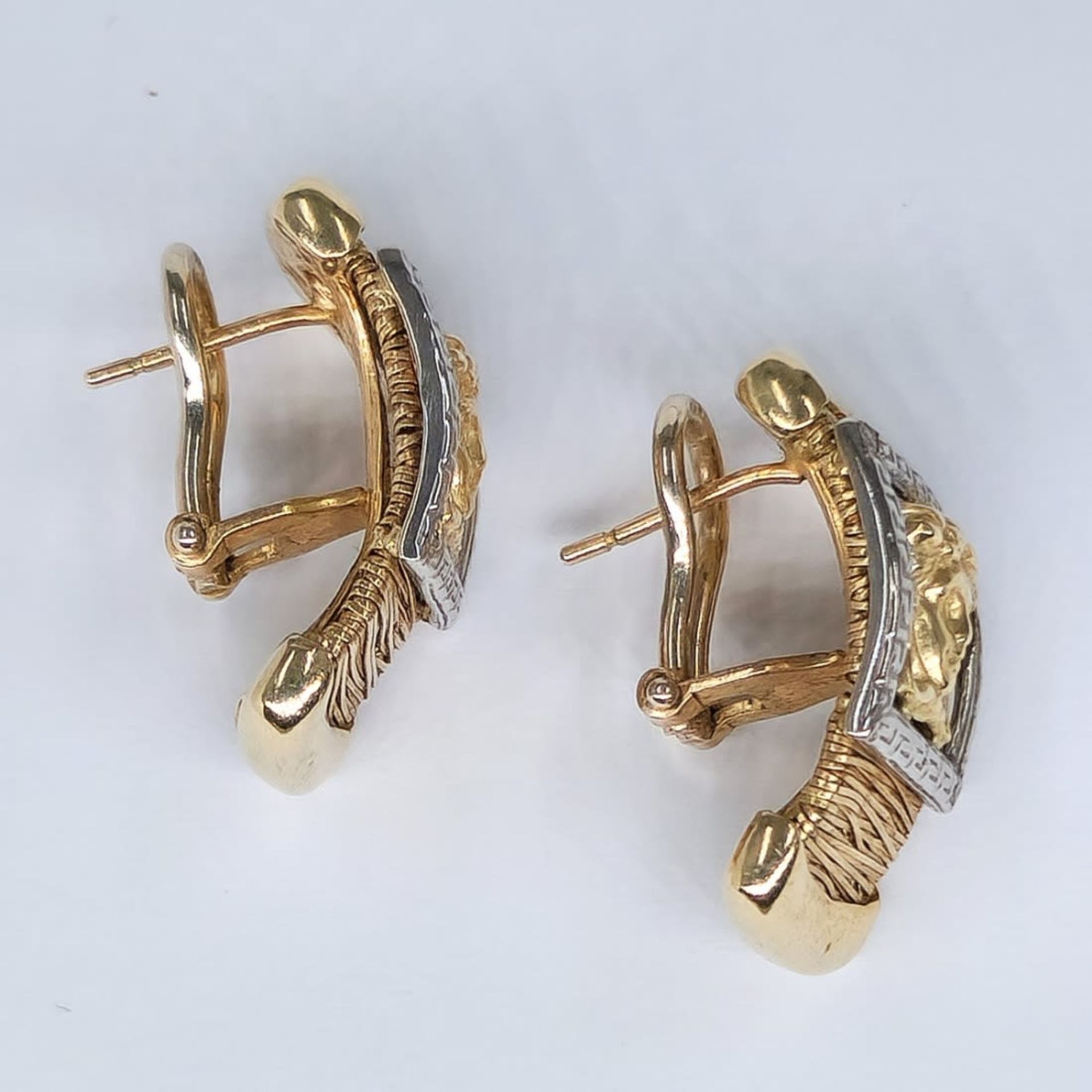 A pair of gold earrings made of 14 carat yellow gold, signed, Weight: 12.16 grams in total, Width: - Bild 3 aus 5