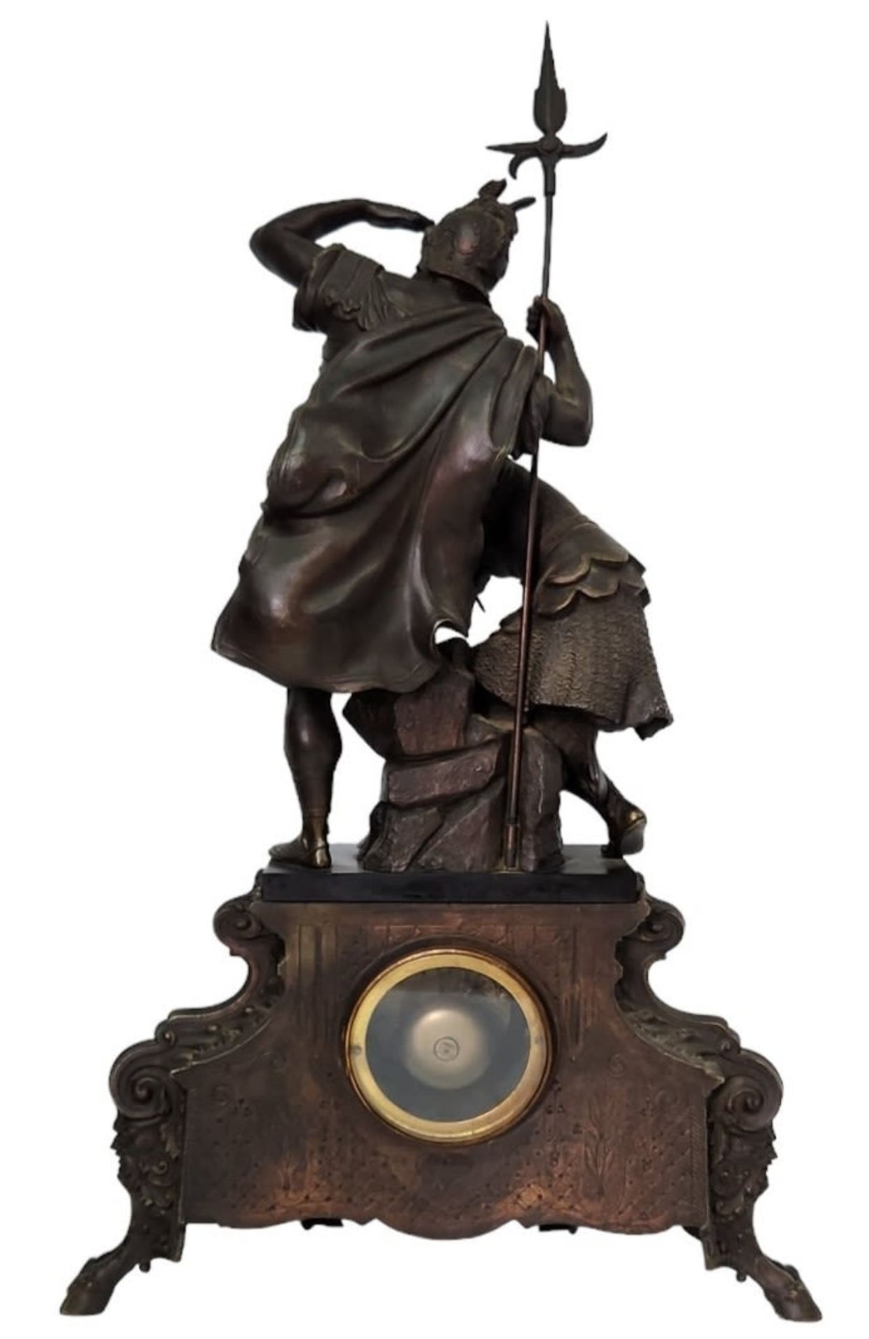 Large antique French mantel clock, magnificent and particularly impressive, made of Spelter, the - Image 2 of 24