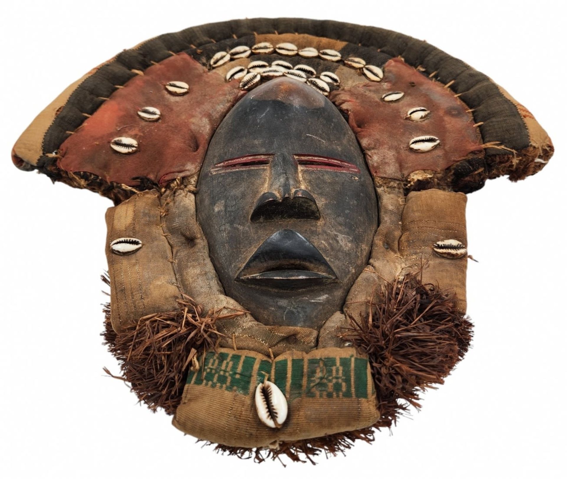 Antique African mask - Dan People, made of wood, fabric, raffia and shells, approximately 1920-1930, - Image 3 of 3
