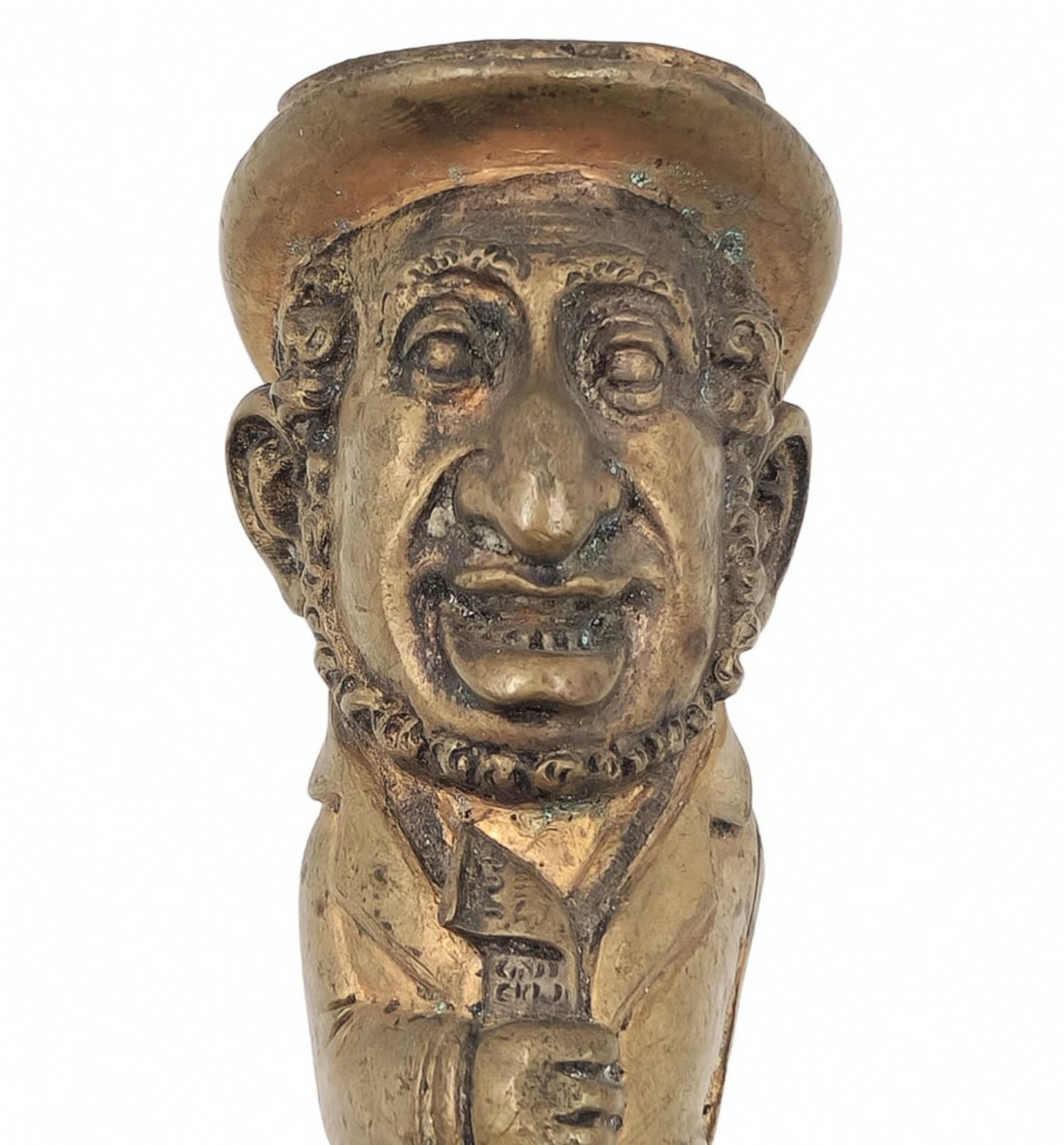 Antisemitic bronze candlestick, designed in the form of a grotesque Jew, inscription in German on - Image 4 of 7