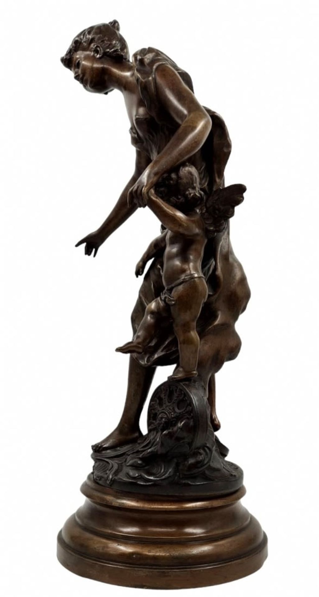 Auguste Moreau (French 1834-1917) - 'Fortuna and Cupid', an antique French sculpture from the last - Bild 2 aus 13
