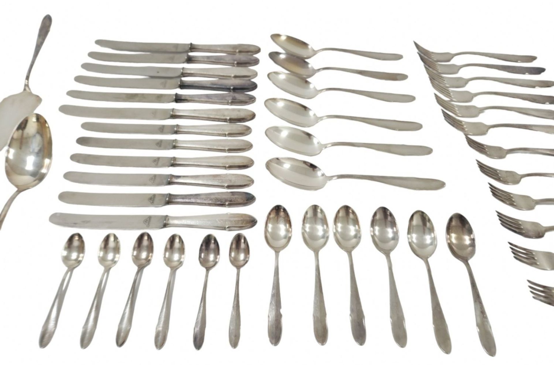 Parts of a German cutlery set, made by 'WMF', made of '800' silver, signed, total weight (without - Bild 2 aus 6