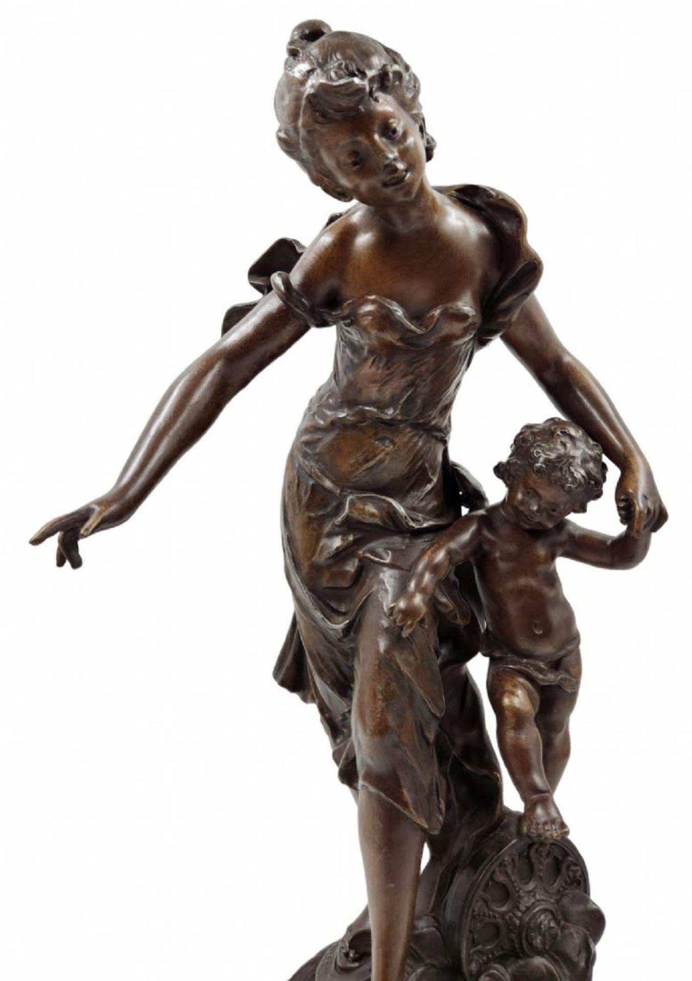 Auguste Moreau (French 1834-1917) - 'Fortuna and Cupid', an antique French sculpture from the last - Bild 5 aus 13