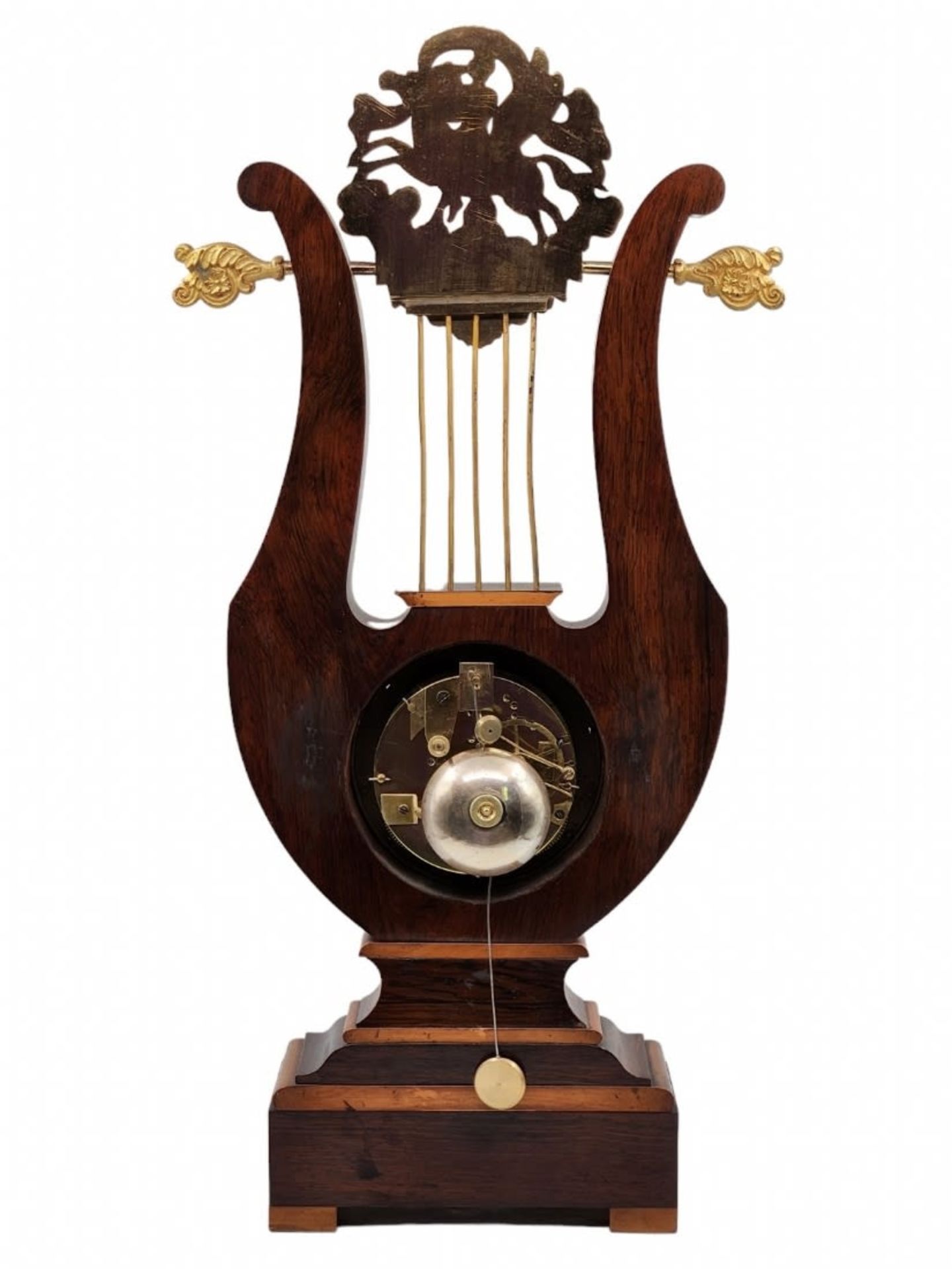 Antique mantle clock from the mid-19th century, designed in the shape of a lyre, made in 'Empire' - Bild 2 aus 8