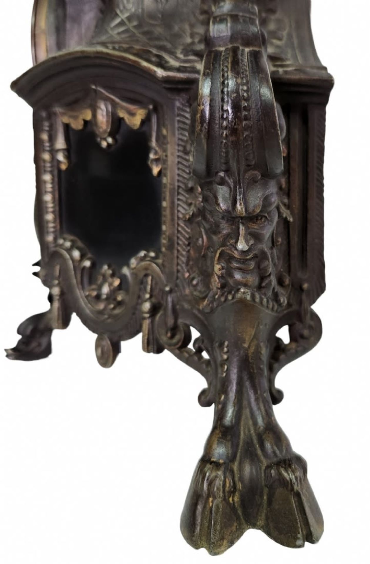 Large antique French mantel clock, magnificent and particularly impressive, made of Spelter, the - Image 11 of 24