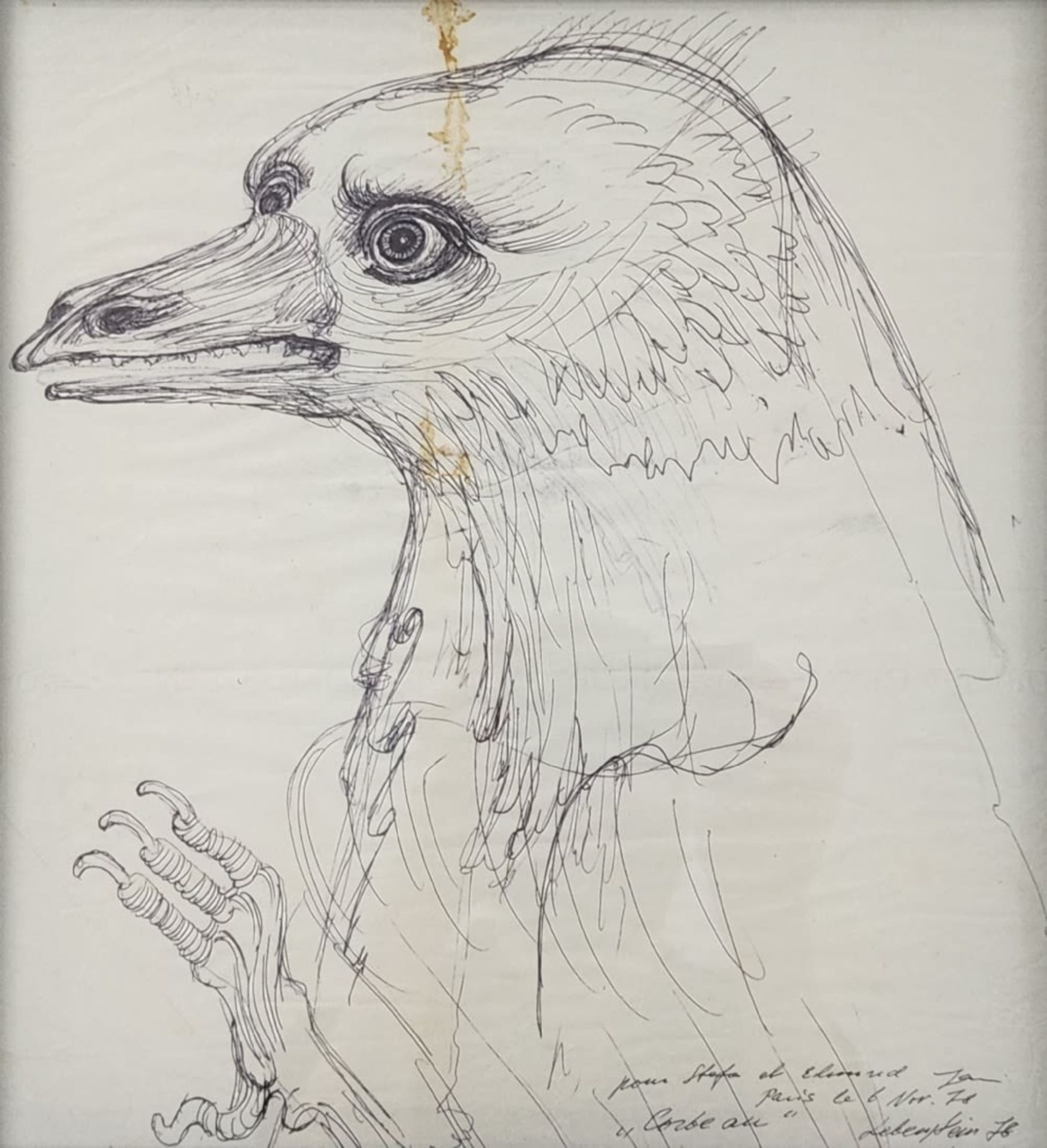 'Birds' - Jan Lebenstein , 1930-1999, drawing on paper, (two-sided drawing) signed and dated: