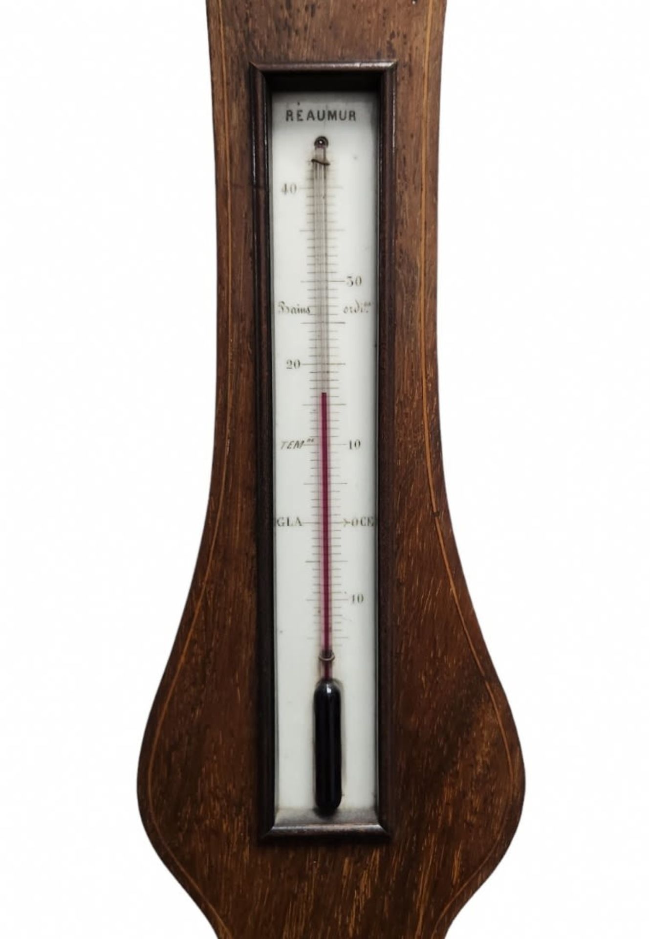 Antique French barometer, for hanging on the wall, made of wood and glass, Width: 27 cm, Height: - Image 2 of 3