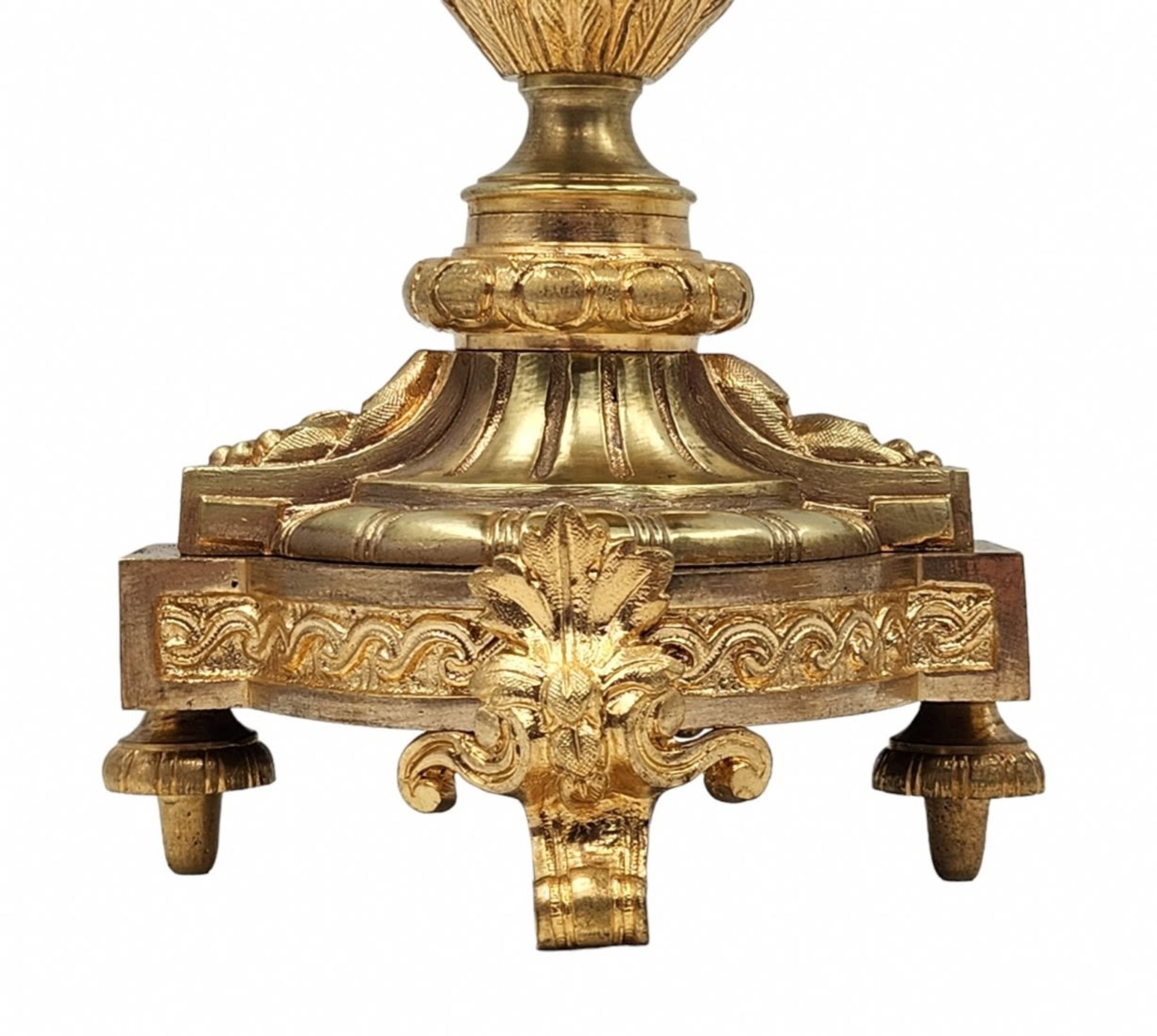 French Garniture set, from the 19th century, louis XVI or Louis XV style, includes: a mantle clock - Image 12 of 14