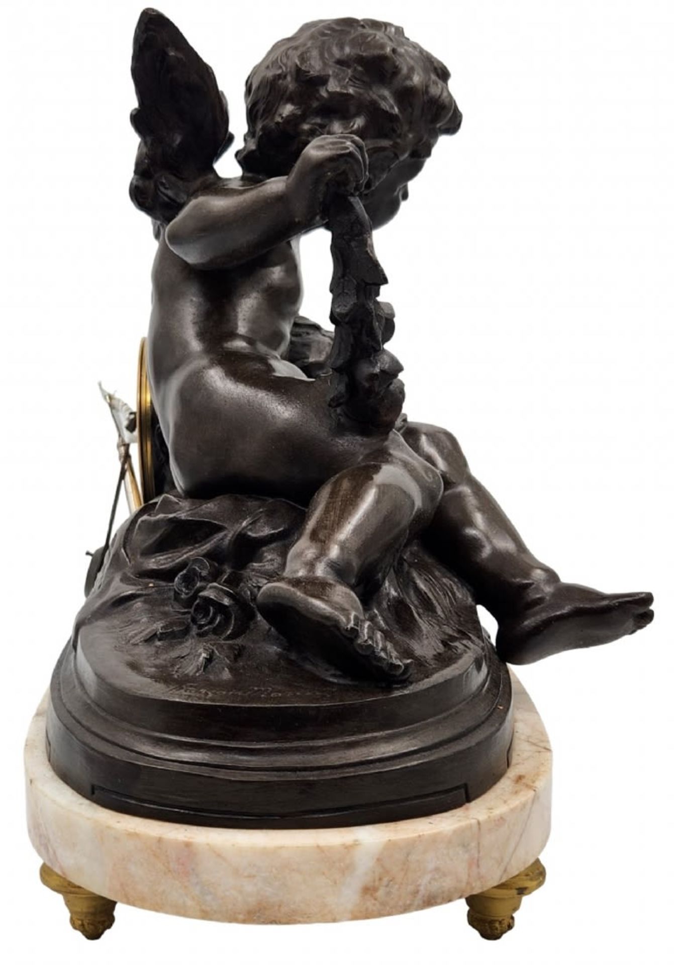 Antique French mantel clock, based on Hippolyte Francois Moreau work (French sculptor who lived - Image 9 of 14