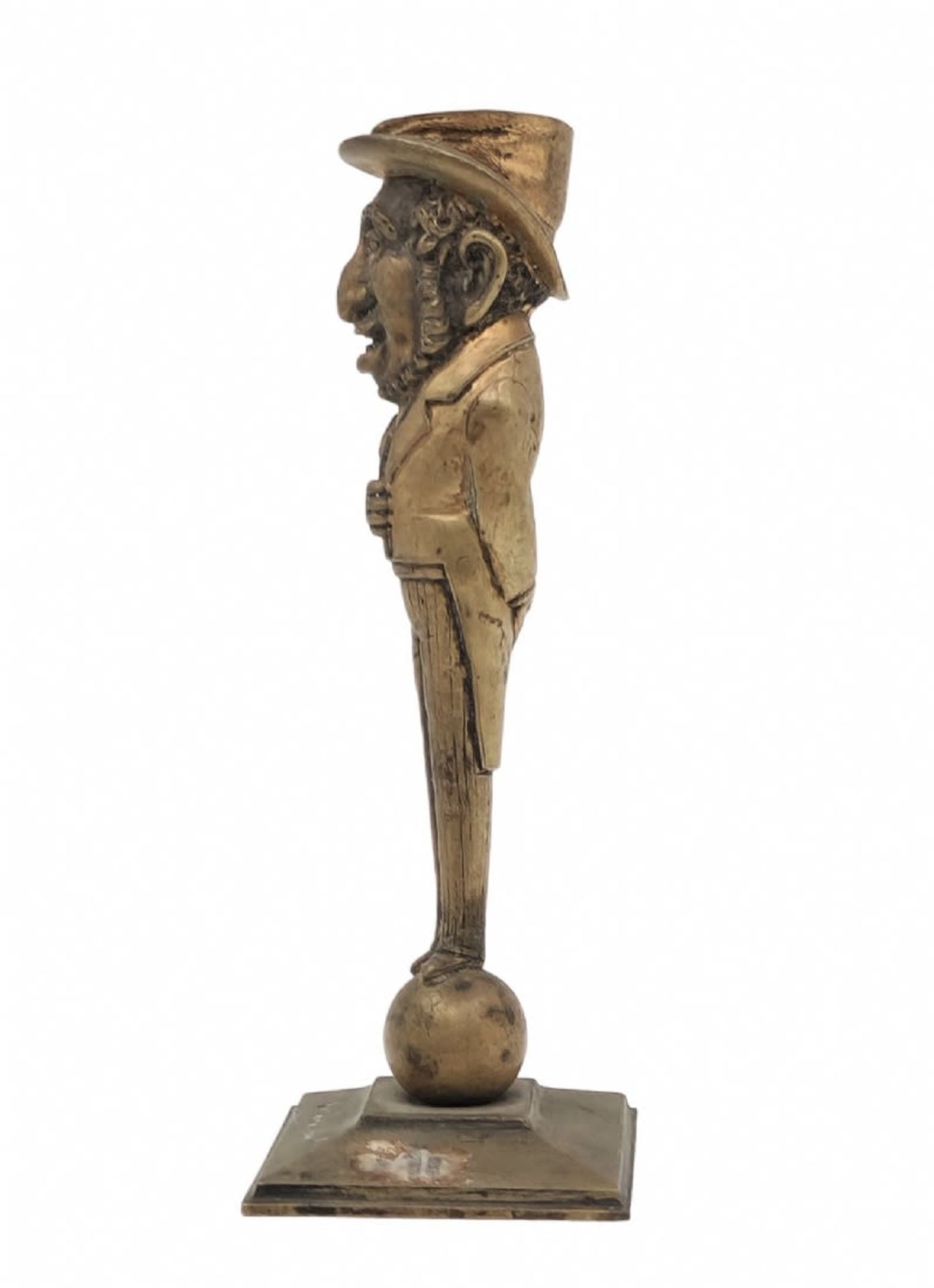 Antisemitic bronze candlestick, designed in the form of a grotesque Jew, inscription in German on - Image 2 of 7