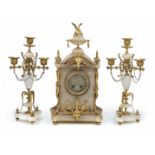 Antique French Garniture from the 19th century, in Napoleon III style, includes a mantle clock and a