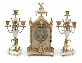 Antique French Garniture from the 19th century, in Napoleon III style, includes a mantle clock and a