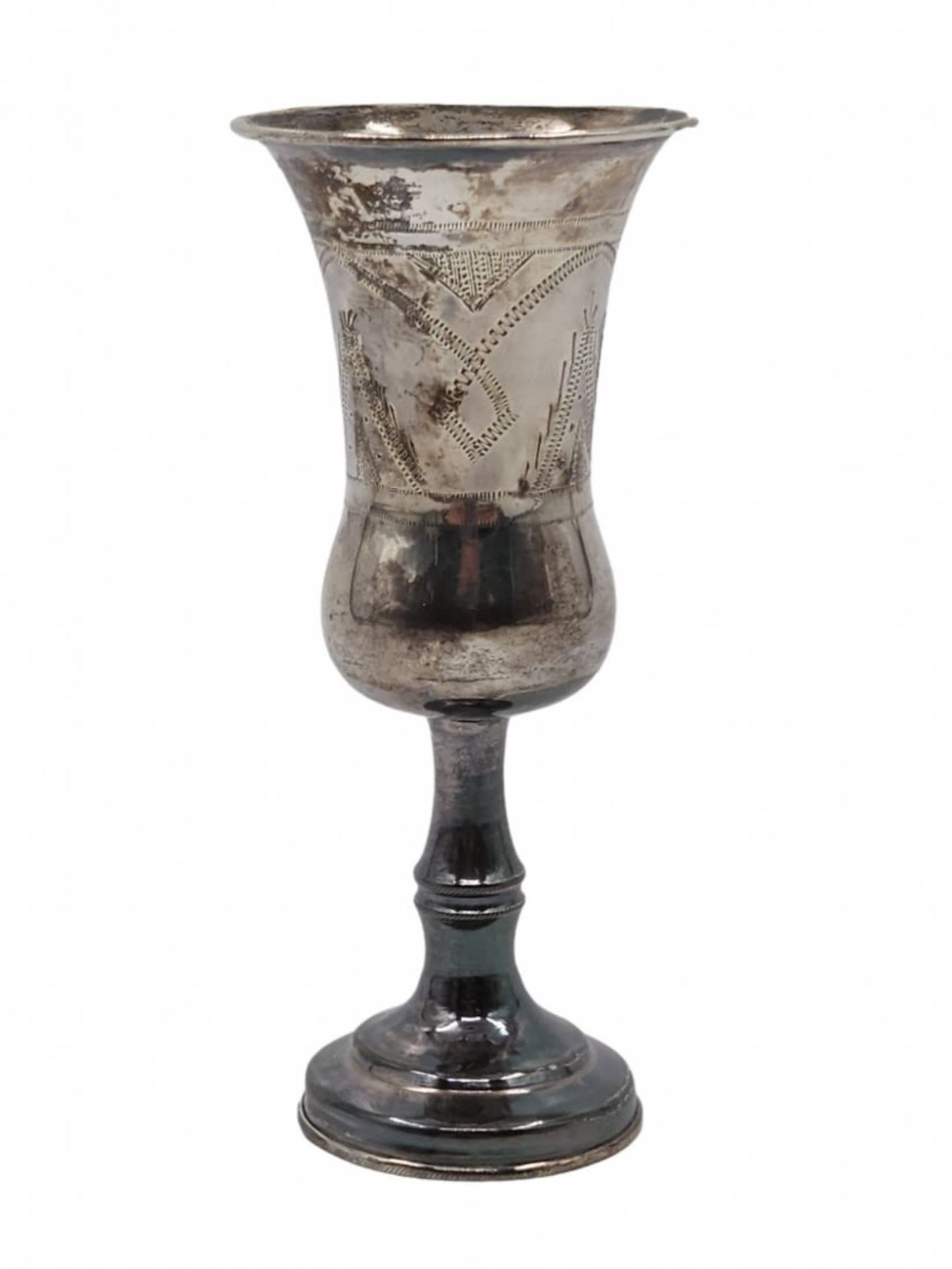 Antique silver cup for Kiddush, England, made of '800' silver, by: 'Jacob Fenigstein', 1909, signed, - Image 2 of 3