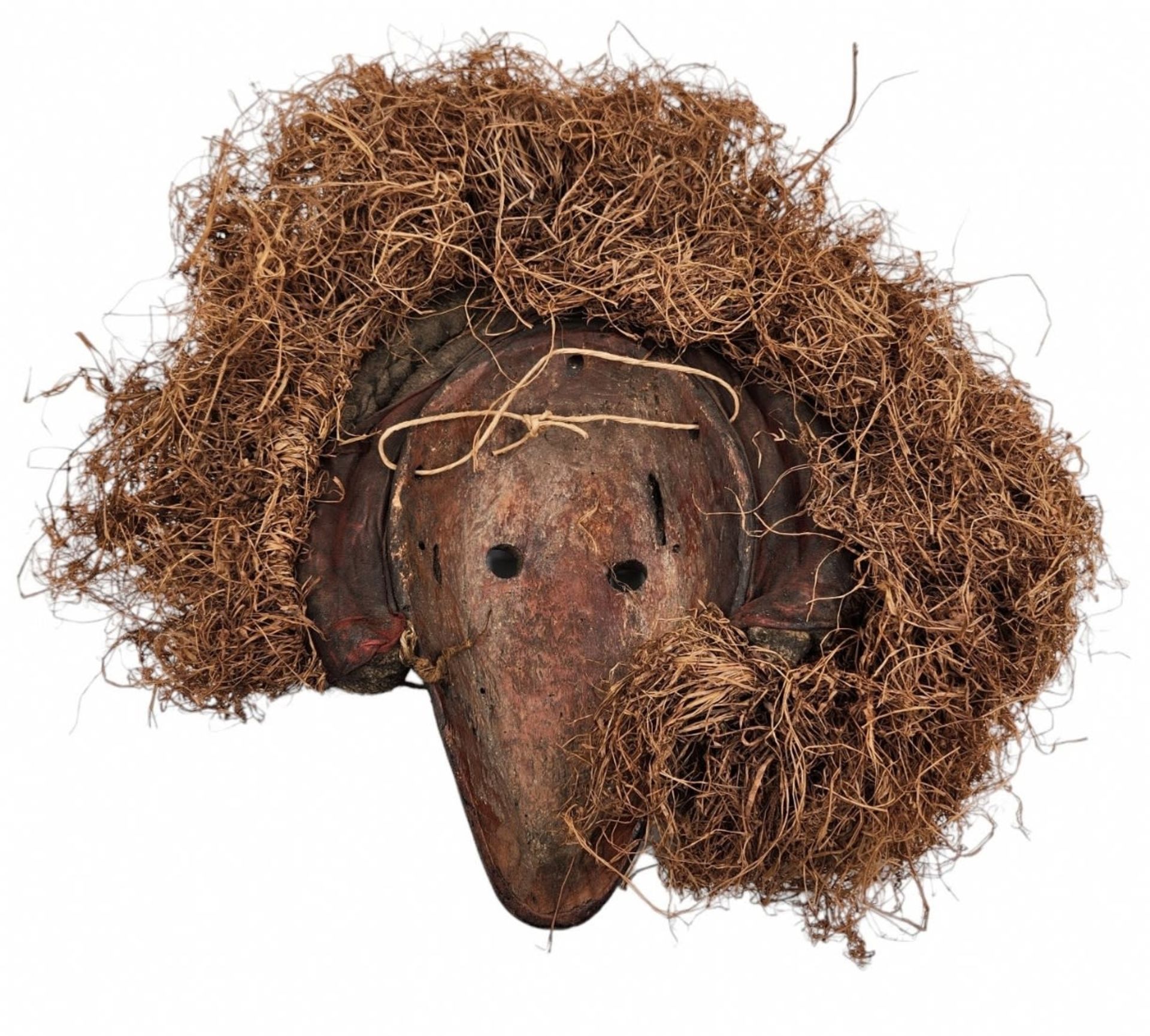 Antique African mask - Dan People, made of carved wood and plant fibers, decorated with shells - Image 3 of 3