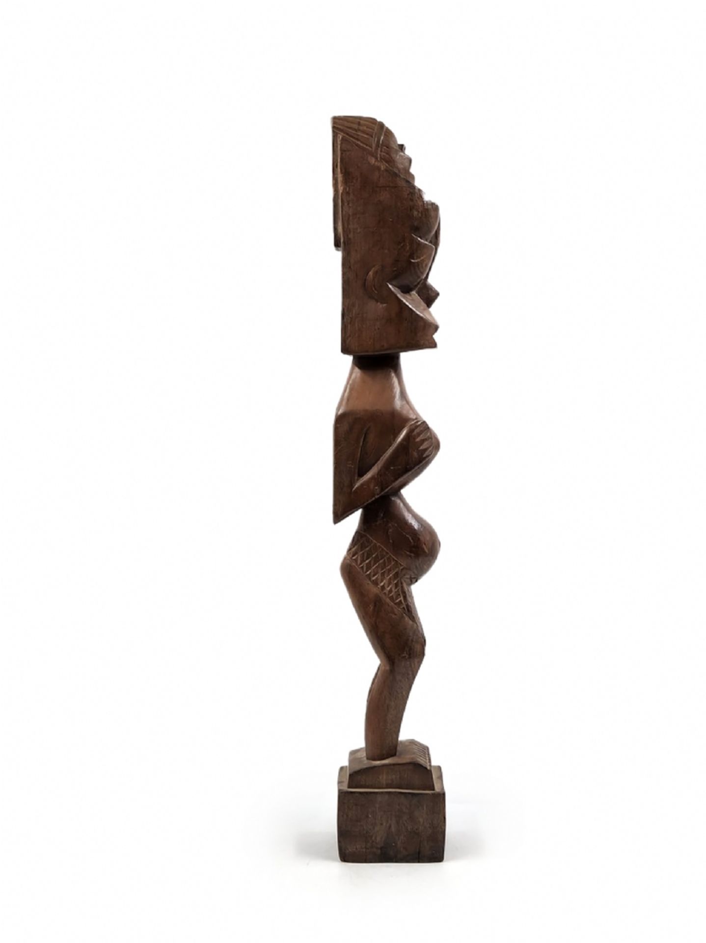 African wooden sculpture carved by hand by an artist, width: 10 cm, Height: 62 cm. Period: 20th - Bild 3 aus 6