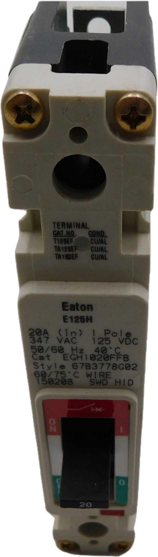 5x Eaton EGH1020FFB Molded Case Breakers (MCCBs) EGH 1P 20A 240V 50/60Hz 1Ph EG Frame