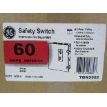 1x GE TGN3322 Safety Switches TGN 3P 60A 240V 50/60Hz 3Ph Non Fusible 3Wire EA NEMA 1