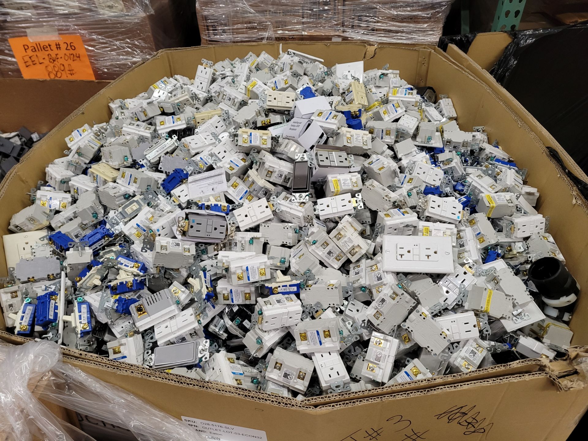 1x Lot of Assorted Eaton Outlets / Switches / Plugs - Est. 3000+ Units
