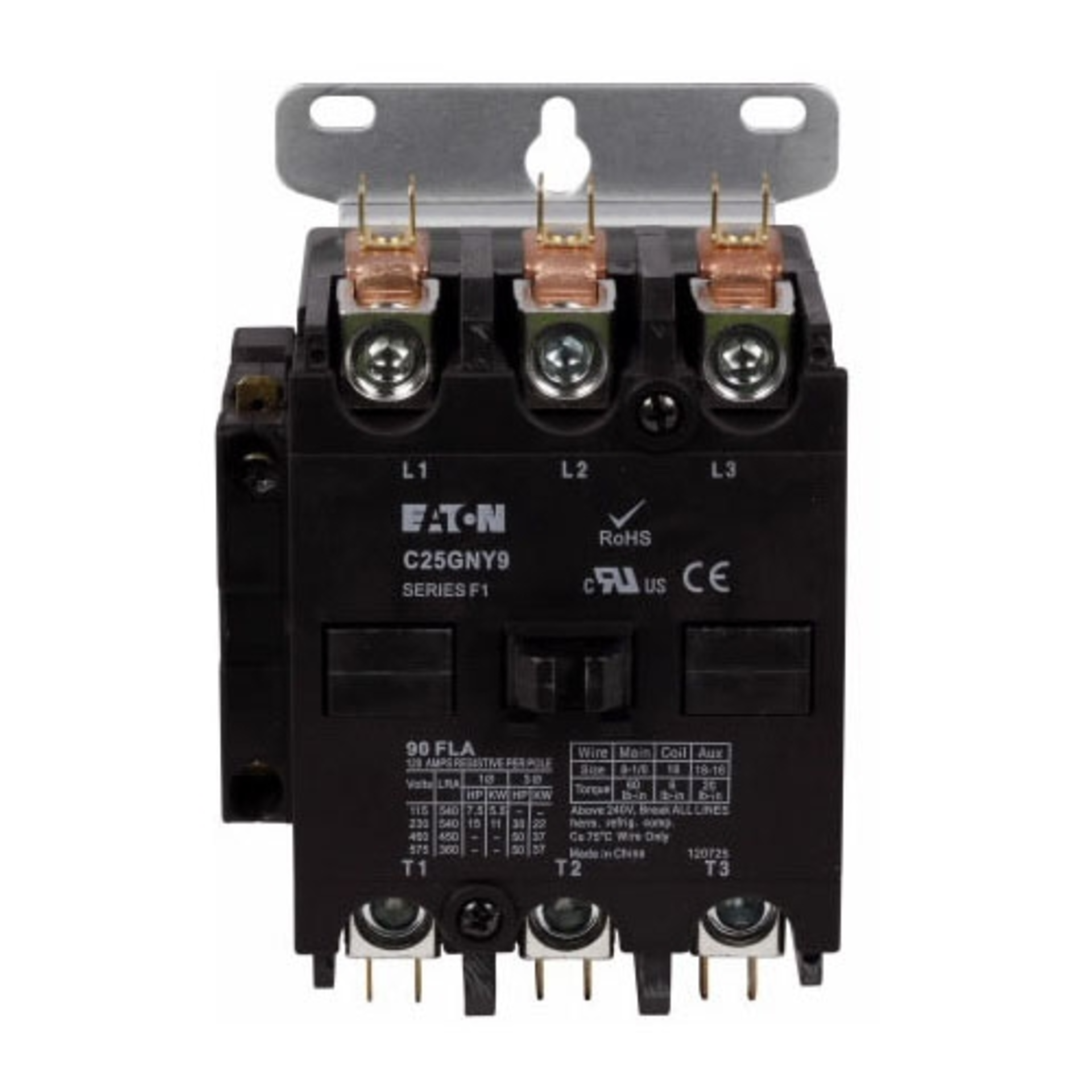 10x Eaton C25GNY8 Definite Purpose Contactors Non-Reversing 3P 90A 120V 50/60Hz EA