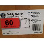 1x GE TG4322R Safety Switches TG 3P 60A 240V 50/60Hz 3Ph Fusible 4Wire EA Nema 3R