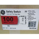 1x GE TG3223R Safety Switches TG 2P 100A 240V 50/60Hz 1Ph Fusible 3Wire EA NEMA 3R