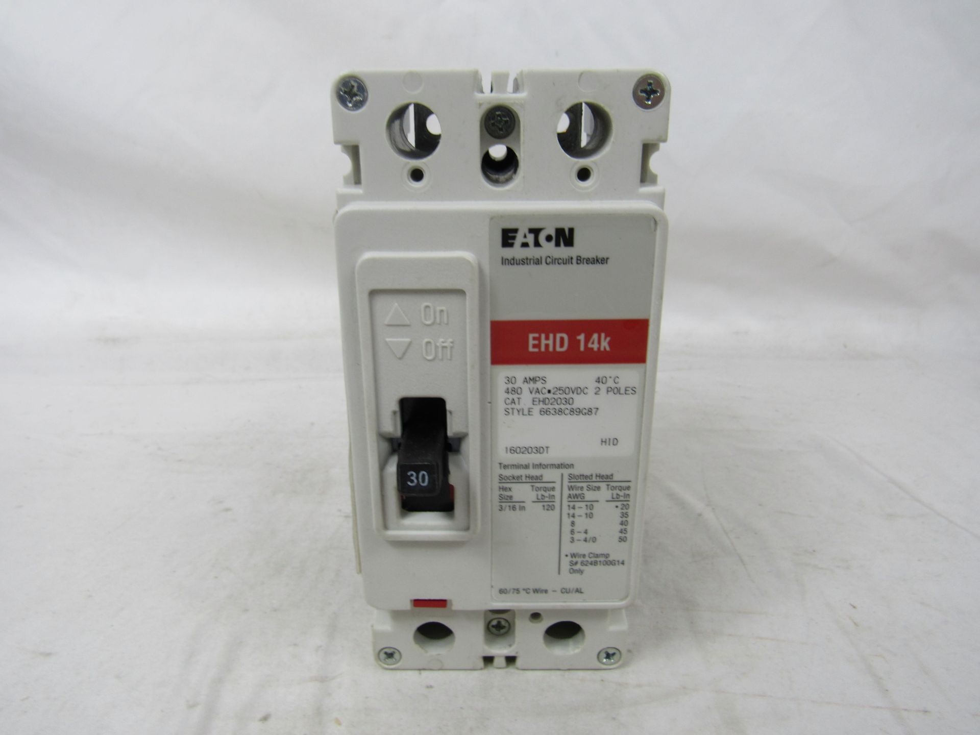 1x Eaton EHD2030 Molded Case Breakers (MCCBs) 30A EA