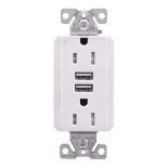 13x Eaton TRUSB5A15W-KB-LW Outlets Combination USB Charger/Duplex Receptacle 15A 125V White EA Tampe