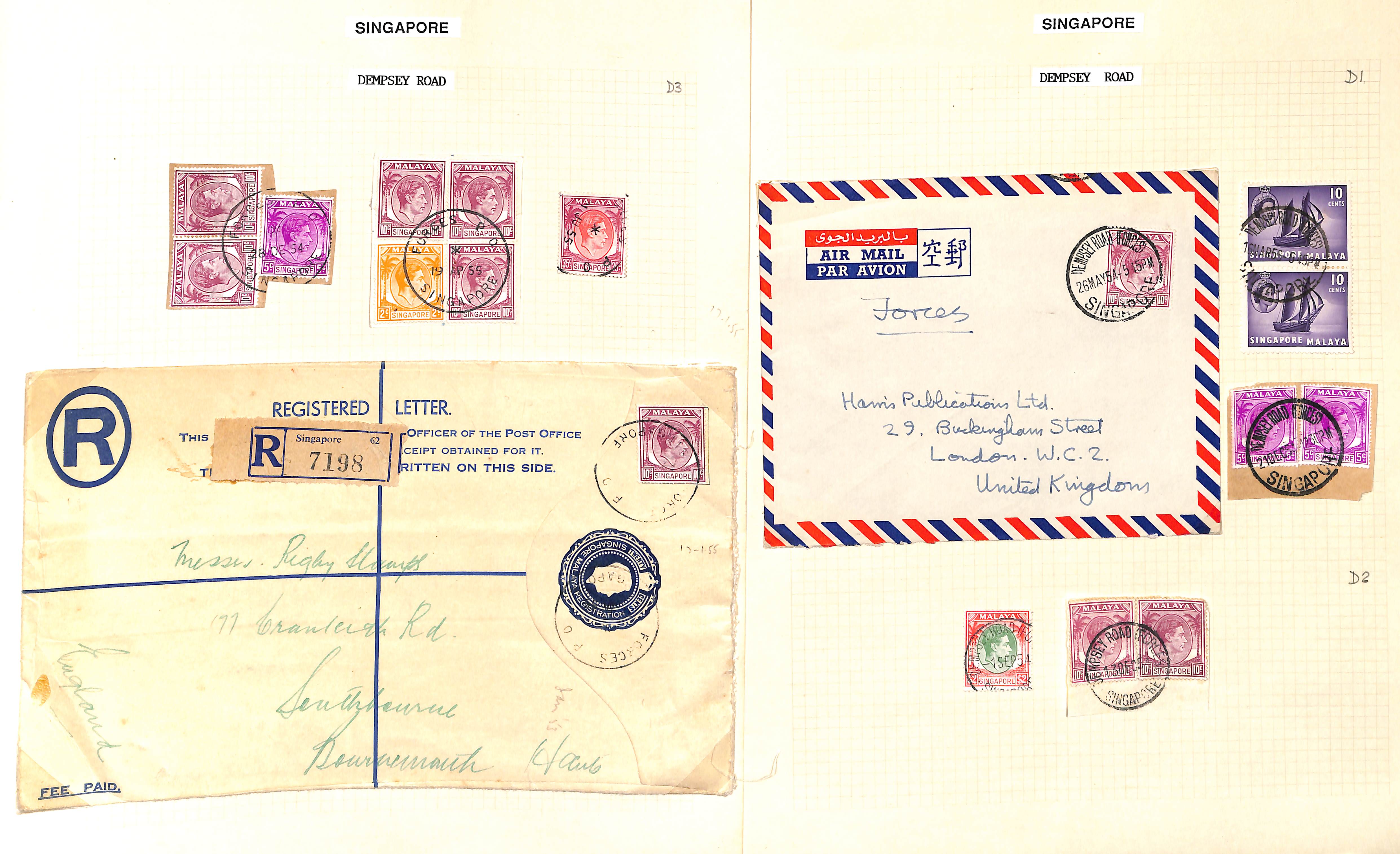 Dempsey Road. 1954-66 Covers (10), stamps and pieces (15) including "FORCES P.O / SINGAPORE" - Image 2 of 4