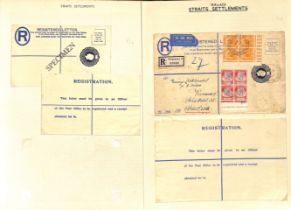 1936 KGV 15c Registration envelopes with the new stamp die inscribed "Malaya", size G Specimen, size