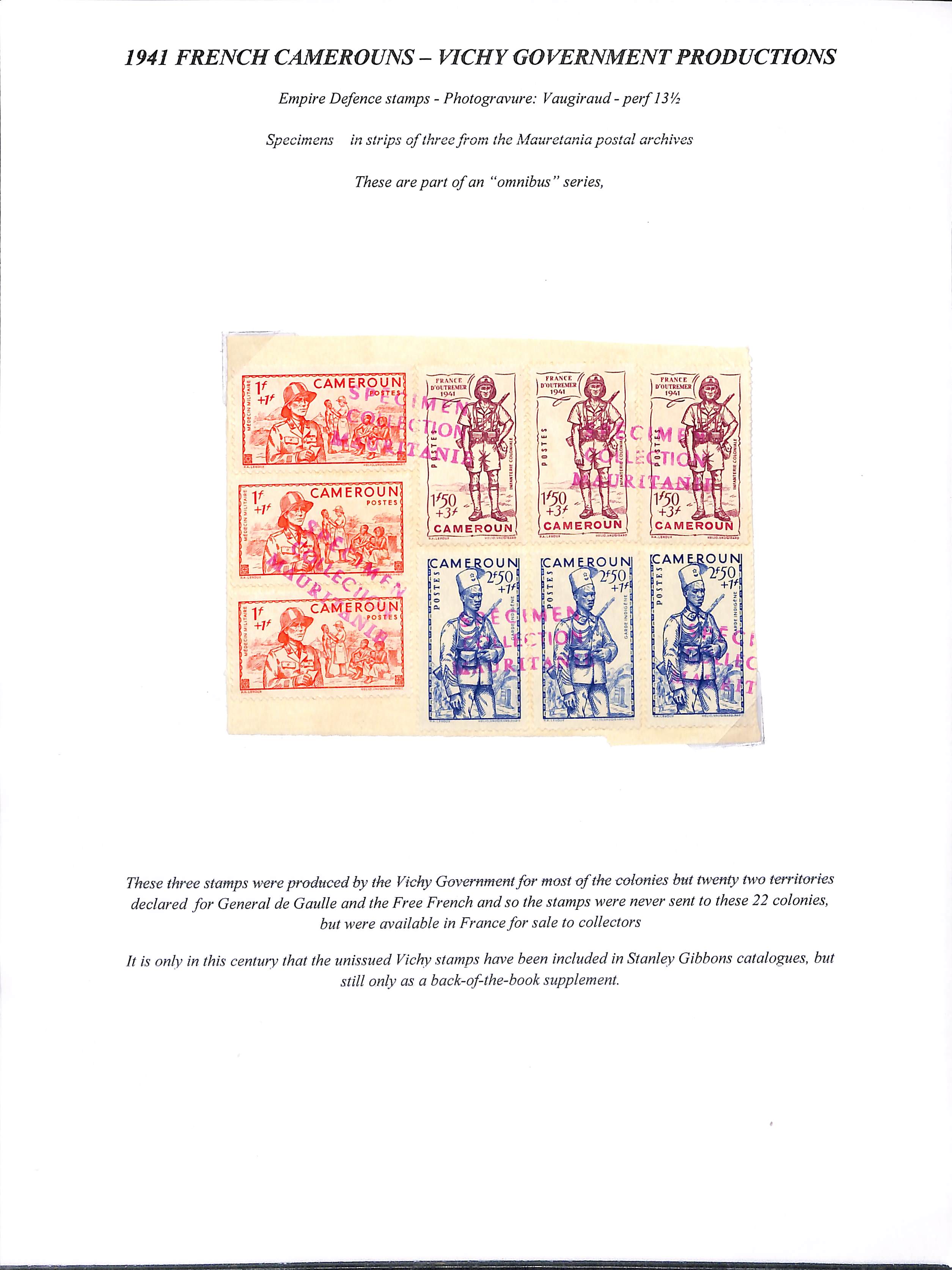 Cameroons. 1941 Vichy issues comprising Air set of eleven, Empire Defence set of three and Petain - Image 3 of 3