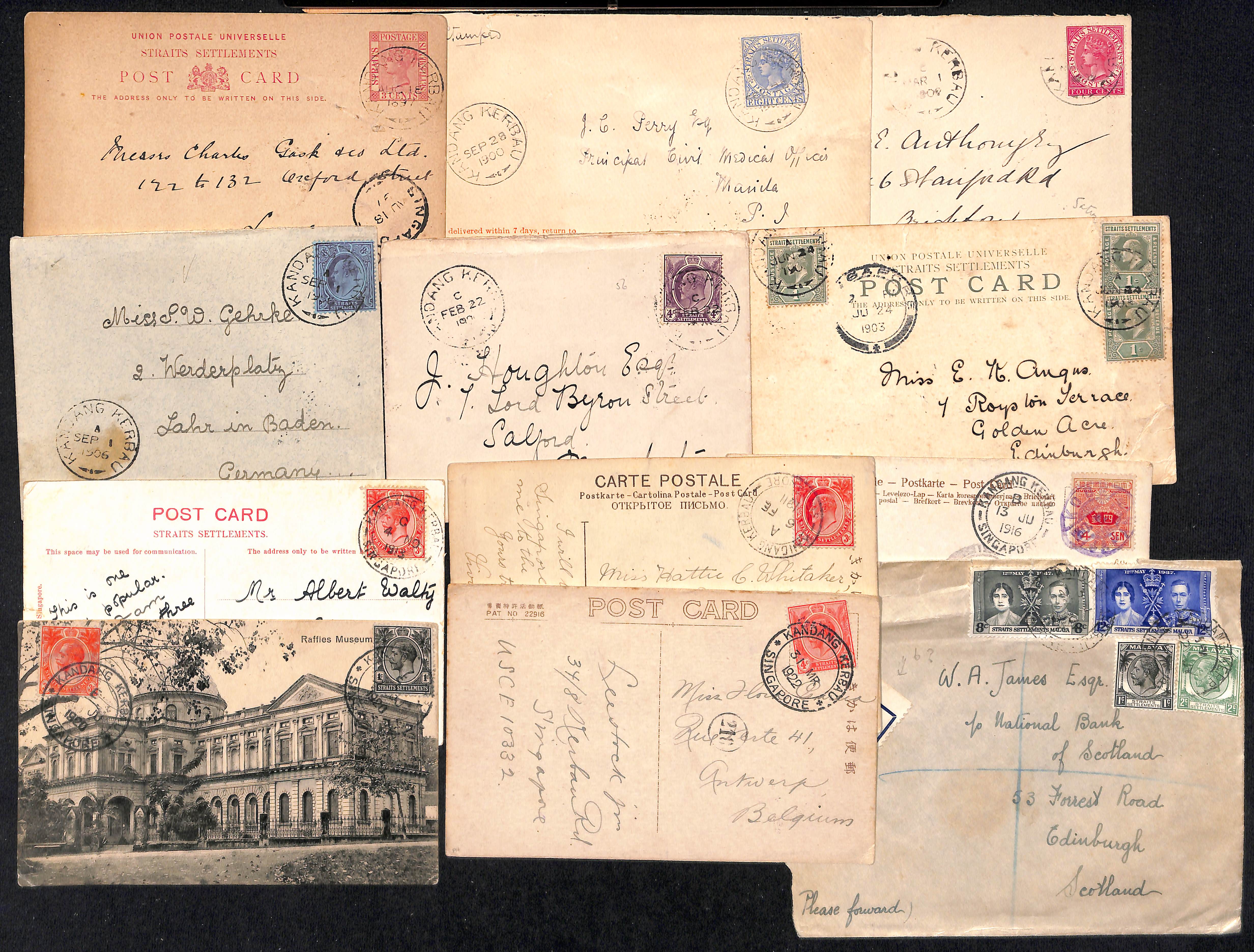 Kandang Kerbau. 1897-1975 Covers and cards including 1897 (Aug 18) postcard to London (earliest