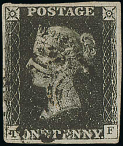 1840-41 1d Black and 1d red, TF plate 10 matching pair used with black Maltese Crosses, the 1d black