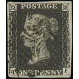 1840-41 1d Black and 1d red, TF plate 10 matching pair used with black Maltese Crosses, the 1d black