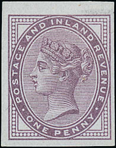 1881 1d Lilac, die I (14 dots) imperforate imprimatur, large margins, superb colour and full