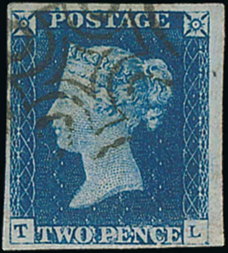 1840 2d Blue, TL plate 2, two used examples, the second a late state showing clear signs of - Image 2 of 2