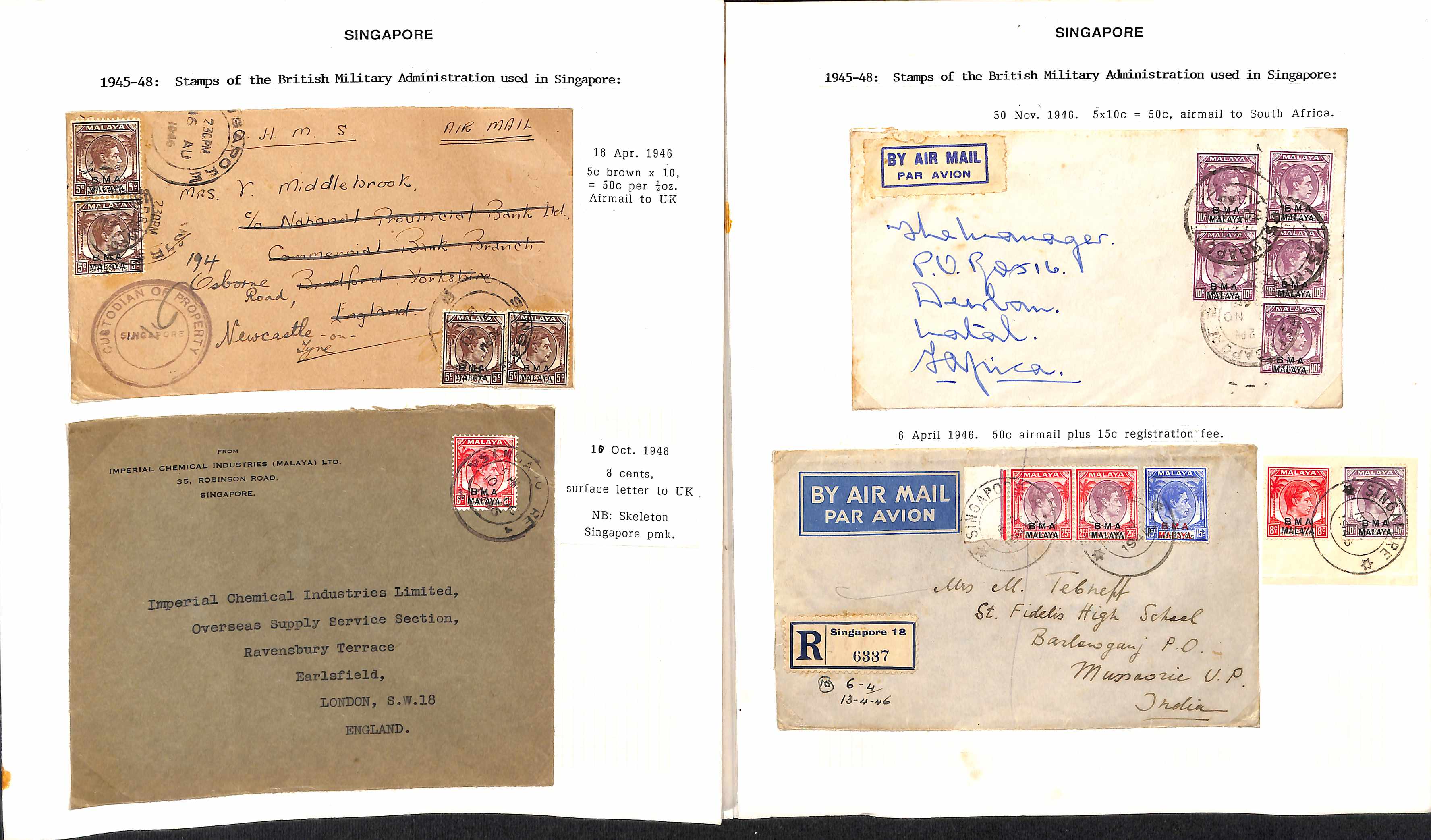 British Military Administration. 1945-48 Covers (17), pieces and stamps including 1c - 10c cancelled - Image 2 of 6