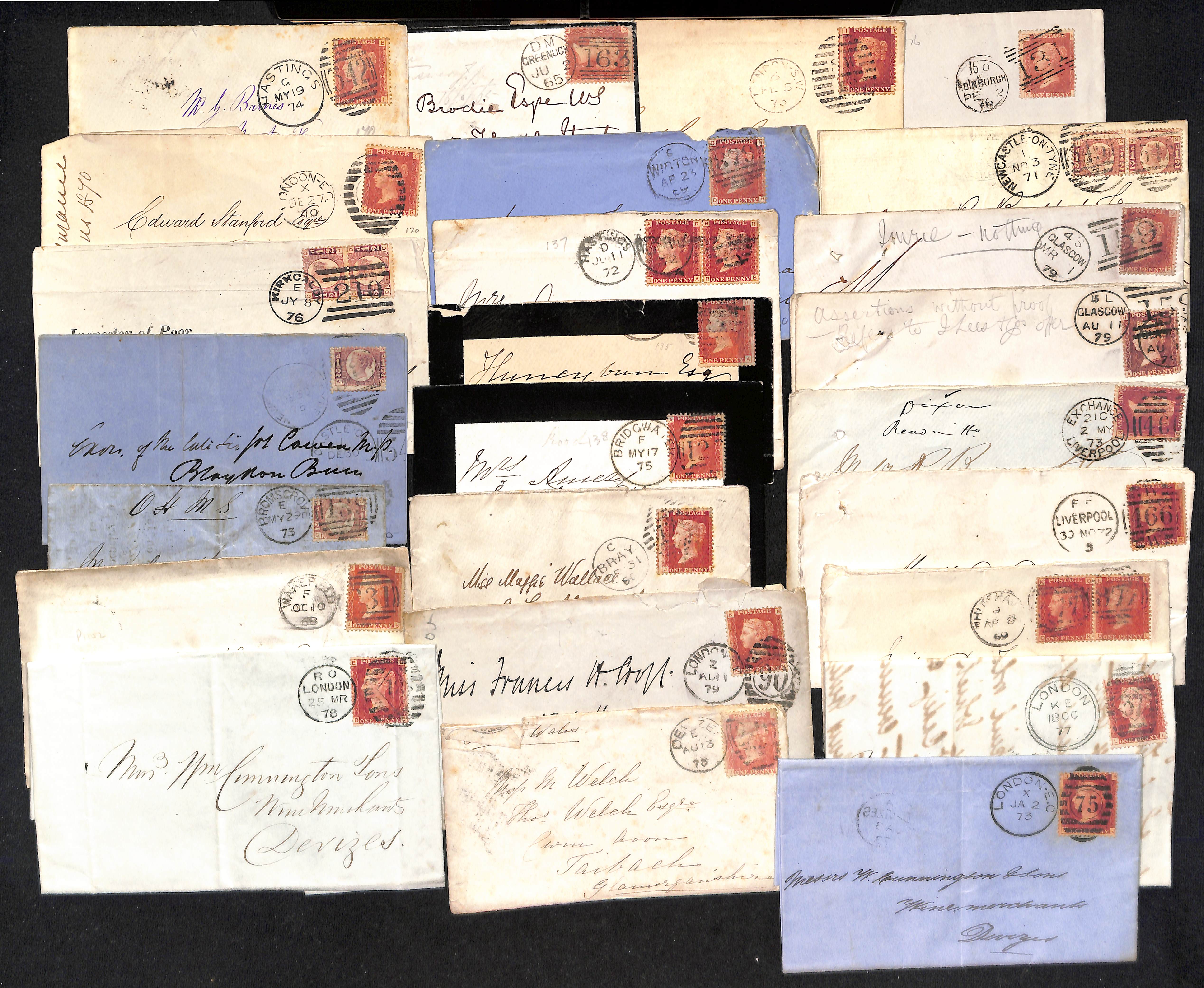 1854-79 Covers, entires and entire letters bearing perforated 1d reds (126), various perfs and - Image 6 of 6