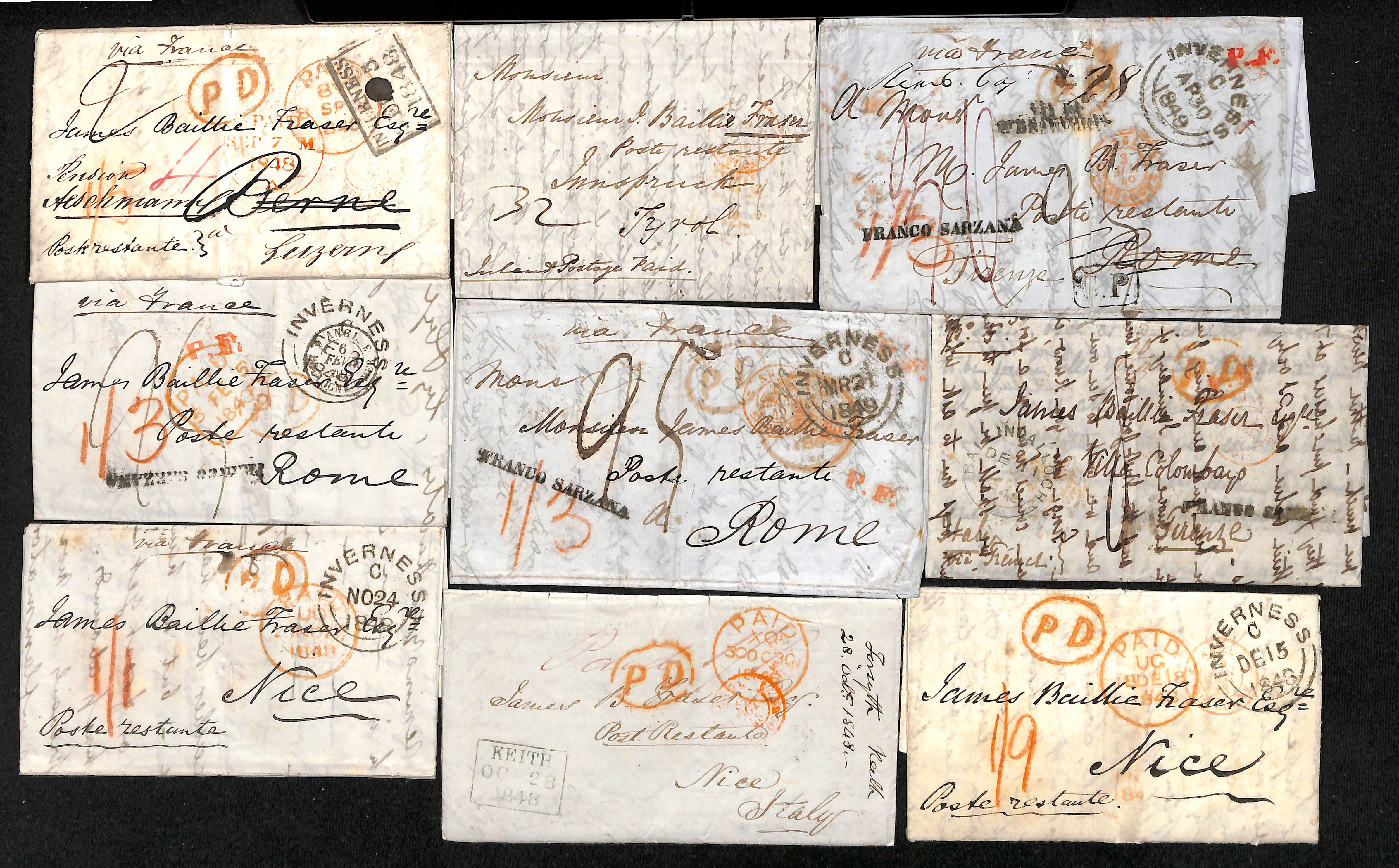 1848-49 Entire letters from Scotland (14, eleven from Inverness) or England (2), also two letters - Image 2 of 2