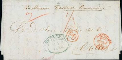 1864 (Nov 1) Stampless entire letter to Cadiz "per Steamer Eastern Providence" prepaid 1/3, with