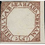 1881 ¼a Black (3), ½a red (3), 1a Brown (4), 2a blue (3) and 4a buff all with "NWAB" variety, one 1a