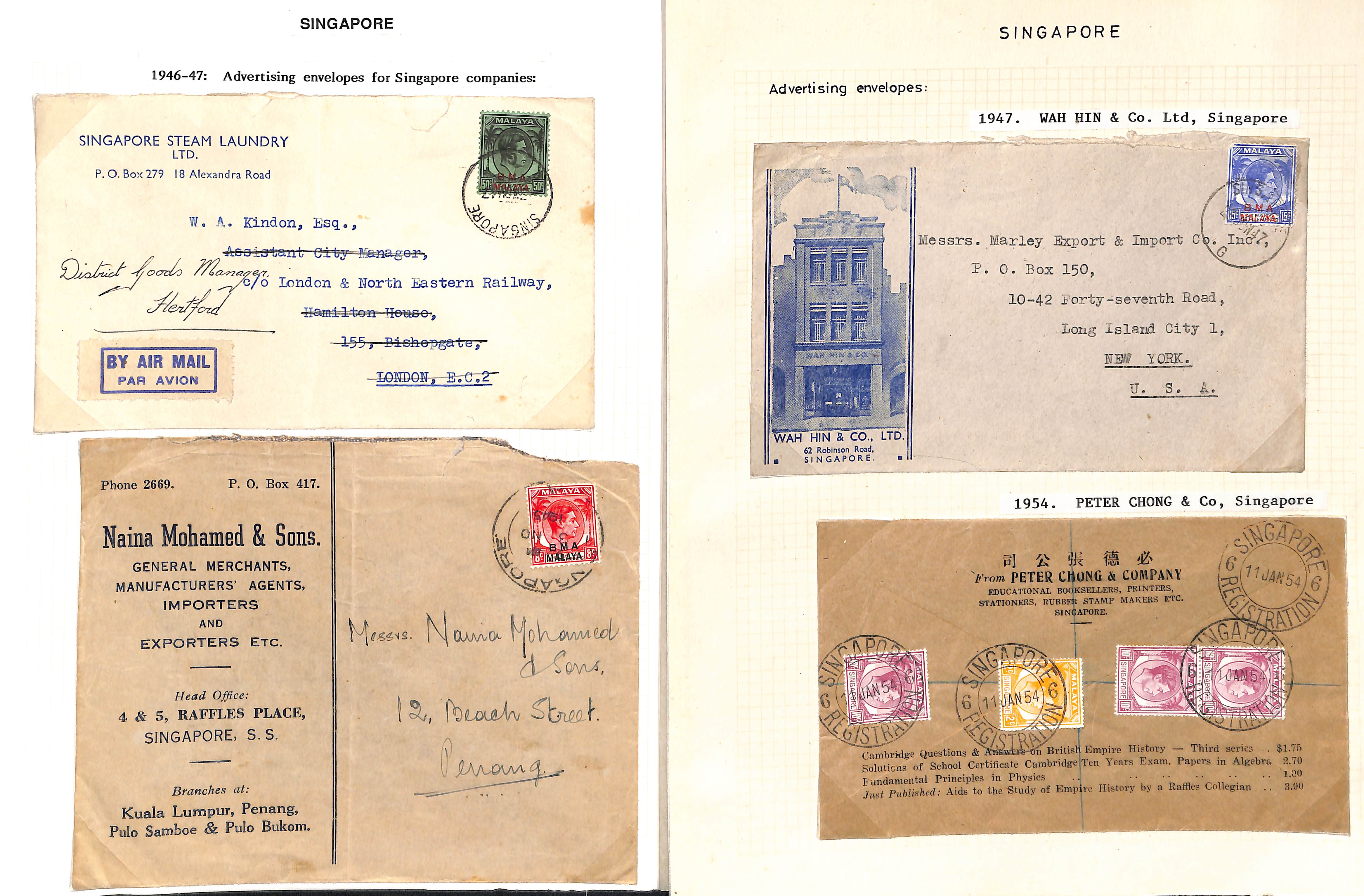 Advertising Covers. 1903-70 Printed envelopes from various Singapore companies and commercial - Image 11 of 14