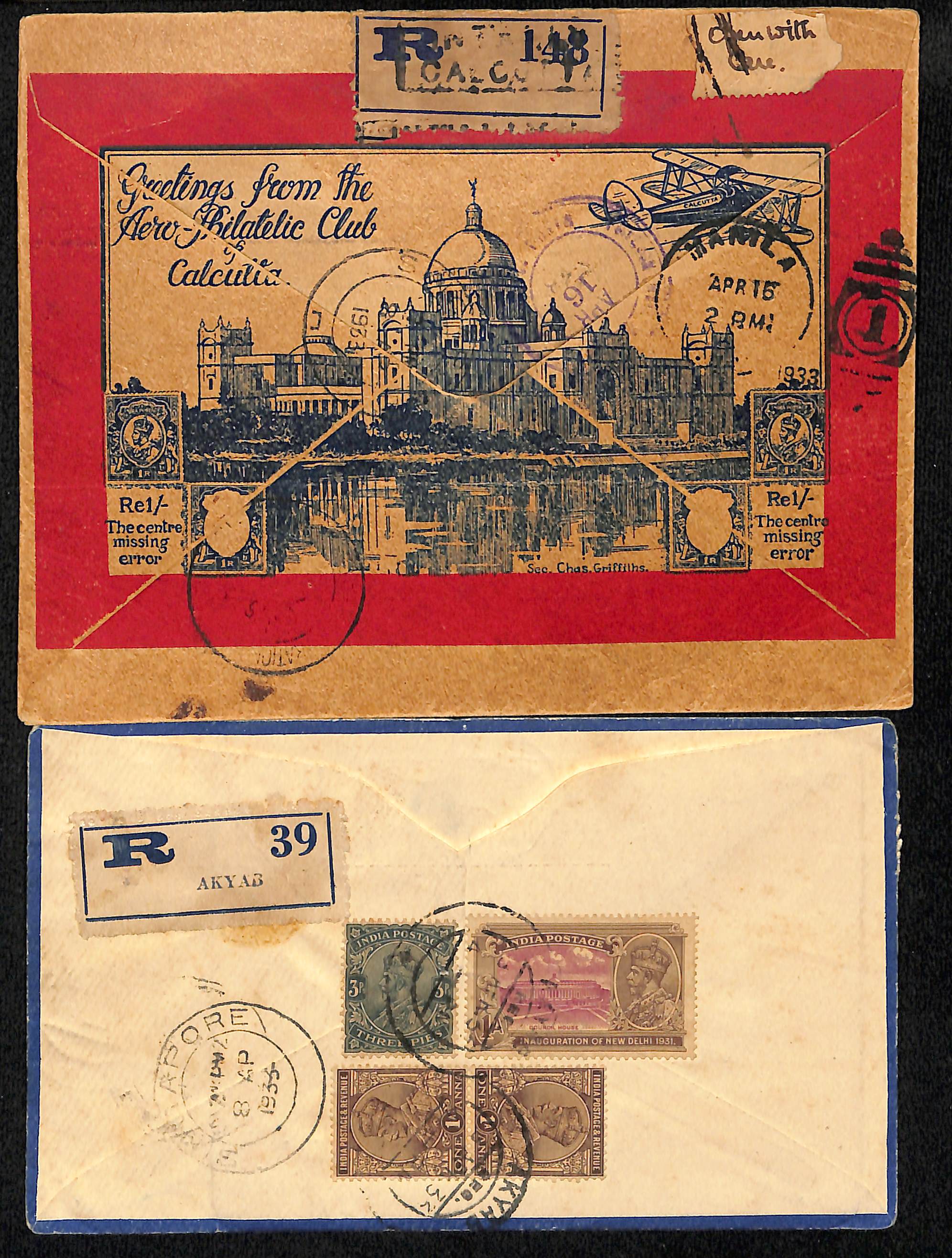 1933 (Apr 5) First KLM flight to Japan and the Philippines via Singapore, covers from Calcutta to - Image 2 of 2