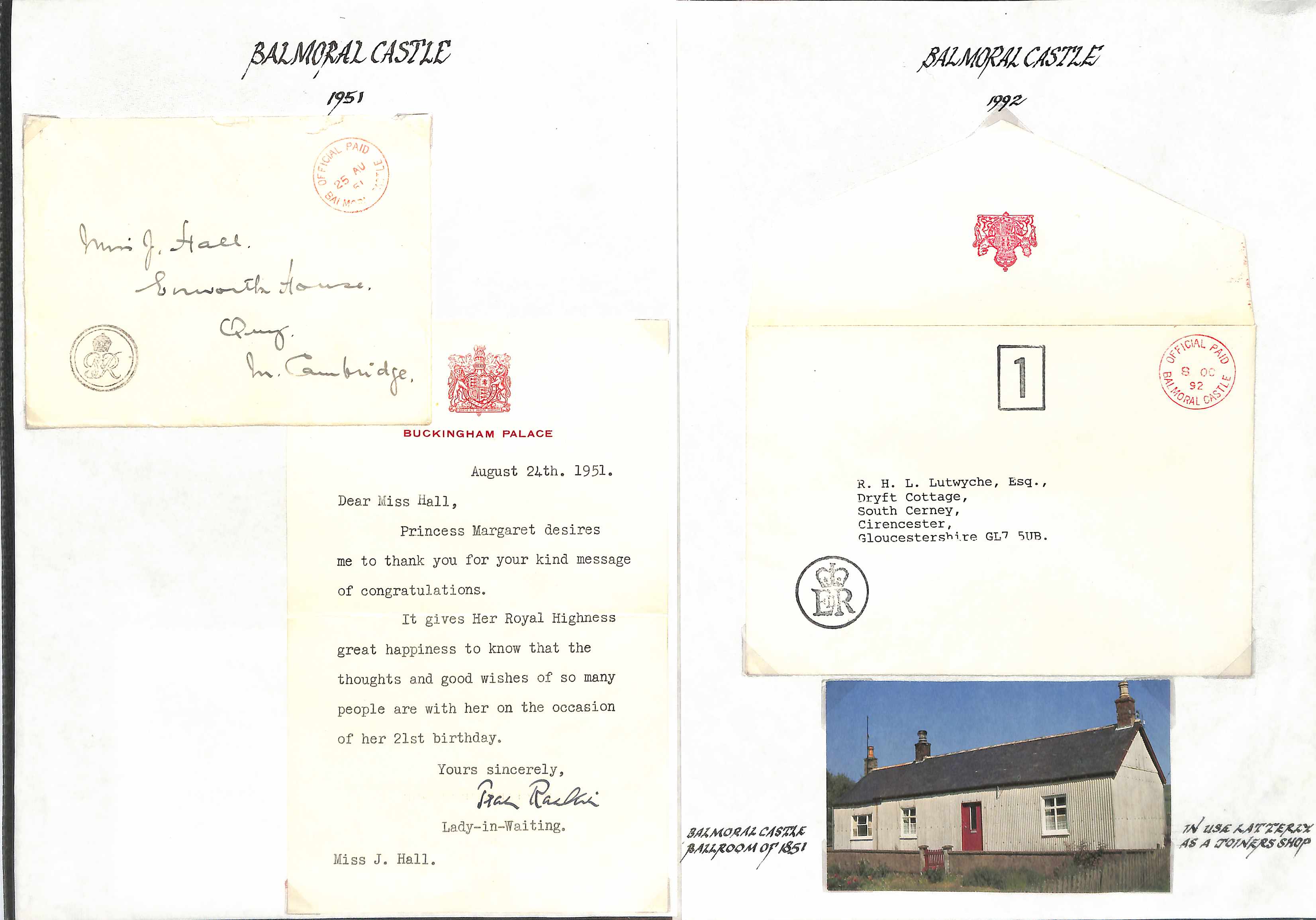 Balmoral Castle. 1894-2002 Covers and cards with circular datestamps of Balmoral Castle (52, some on - Image 10 of 15