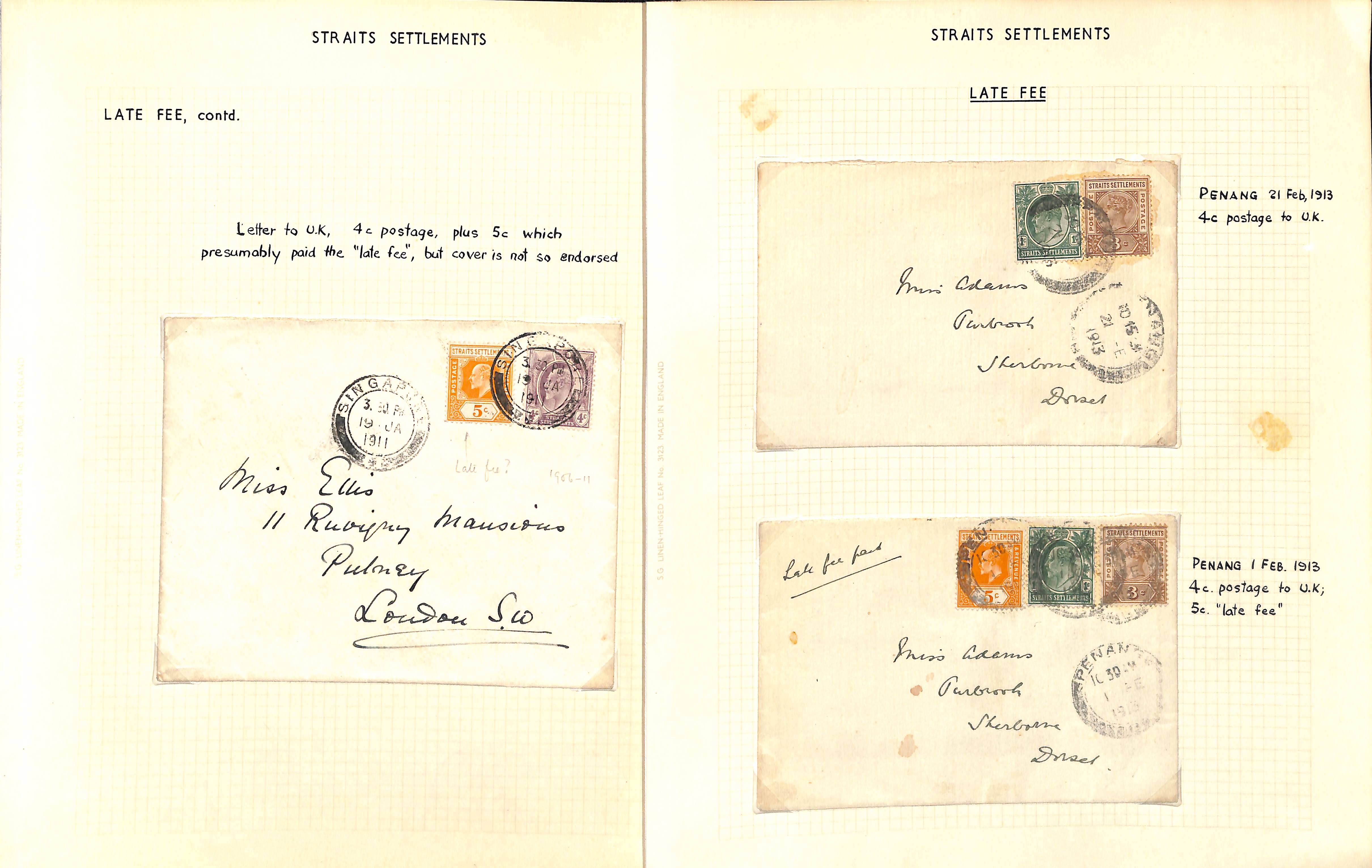 Late Fees. 1911-32 Covers all franked with a late fee, comprising 1911 and 1913 covers from