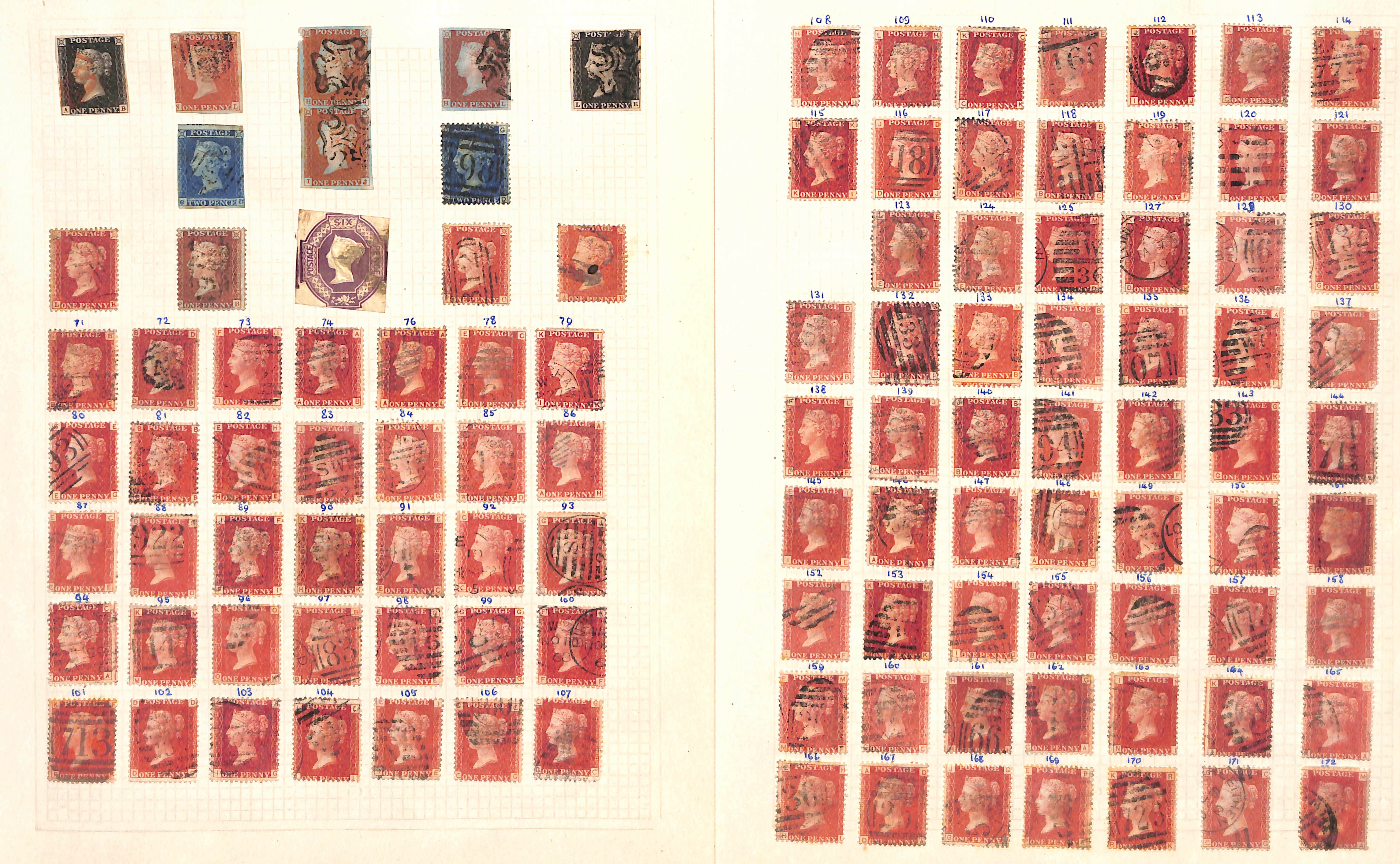 1840-1968 Mint and used collection on pages including 1d black AB plate 6 and LE plate 2 used ( - Image 3 of 12