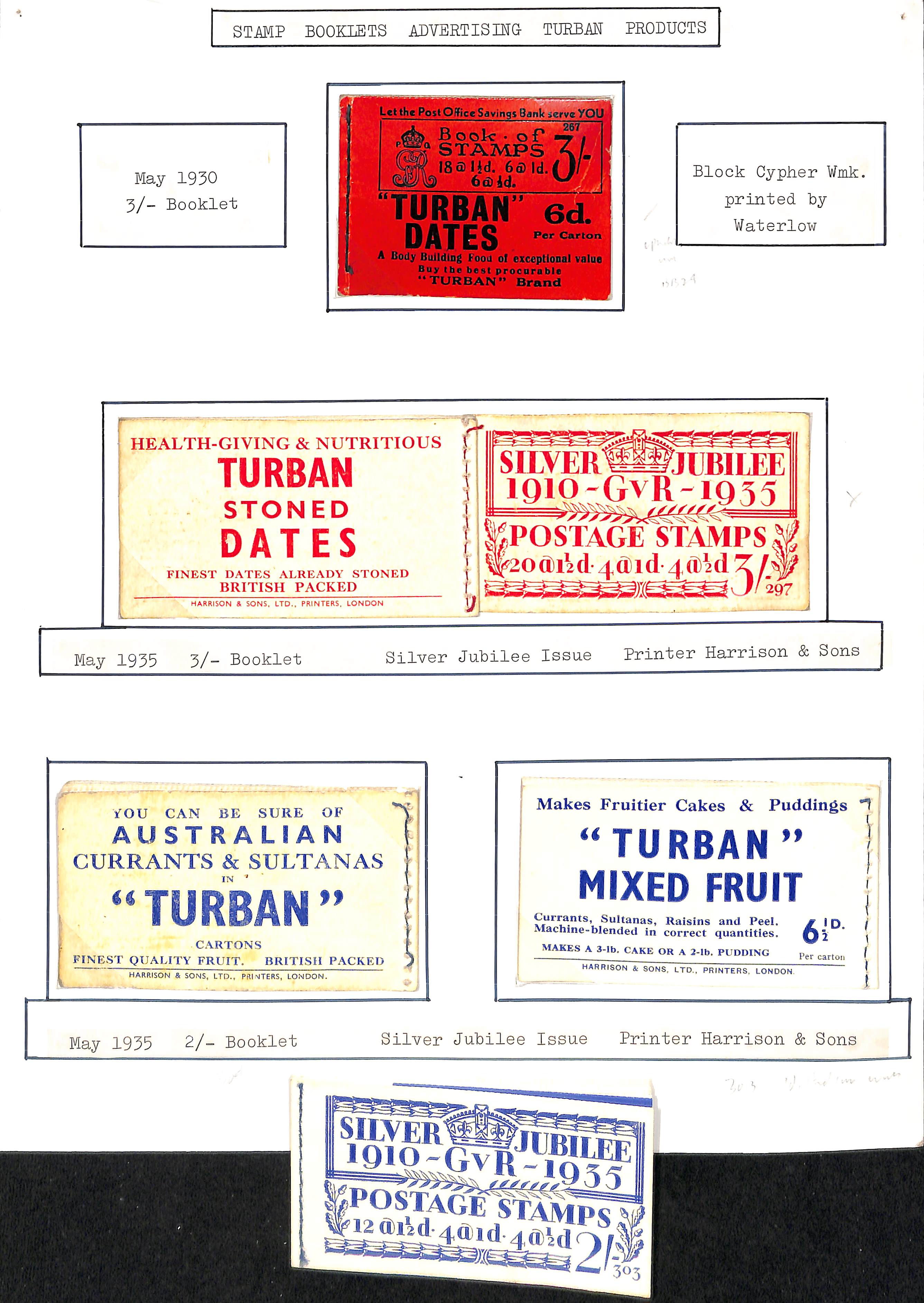 Booklets. 1930-35 KGV Booklets all with adverts for "Turban" dates or mixed fruit on the front or - Image 3 of 3